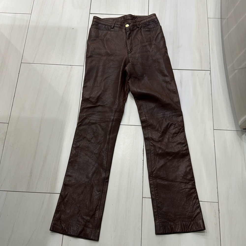 Vintage Cynthia Rowley Brown Leather Pants Size 4